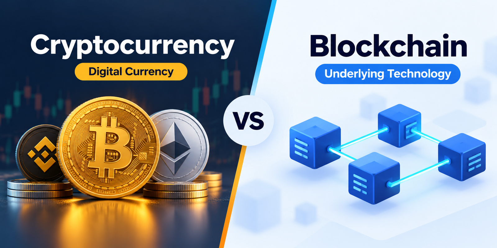 Difference Between Cryptocurrency and Blockchain: 7 Key Differences Explained in a very simple way