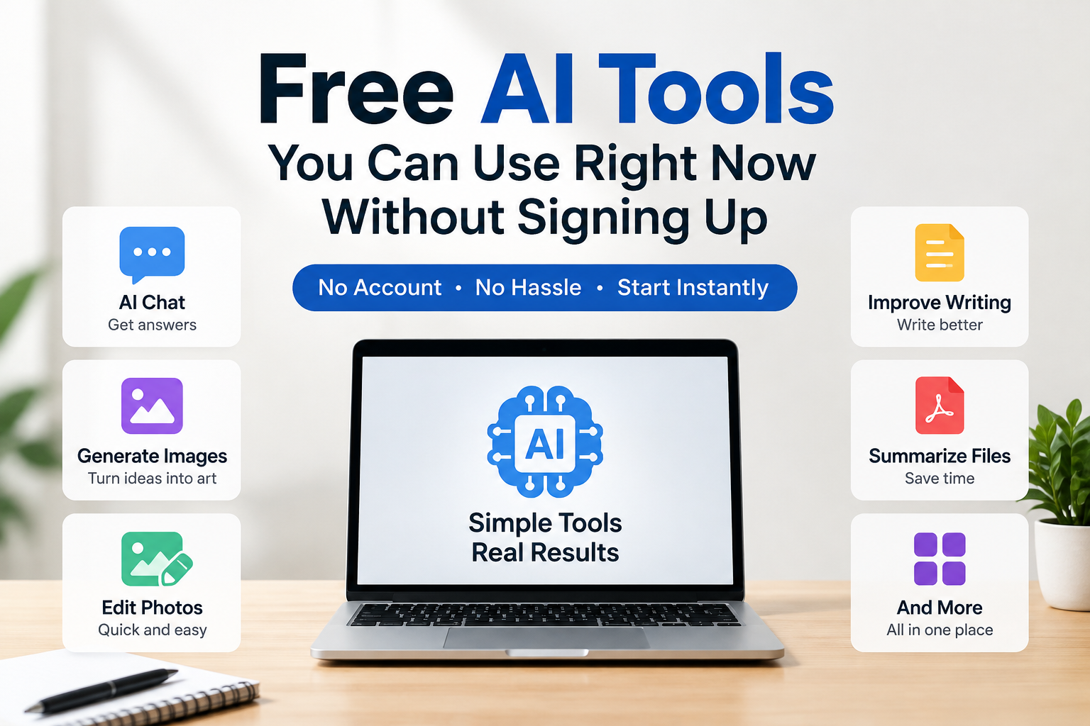 Free AI Tools You Can Use Right Now Without Signing Up in 2026